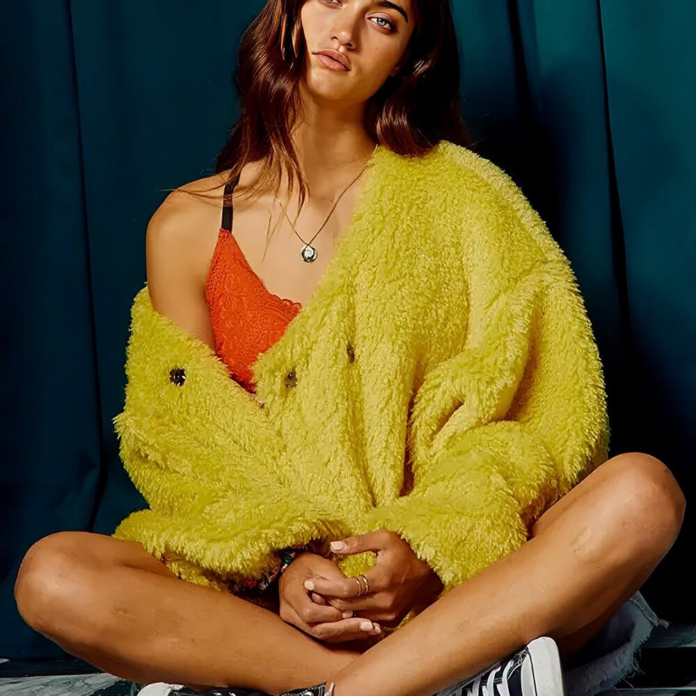 NWT Drop Sleeve Oversized Shag Teddy Jacket - Picture 9 of 10